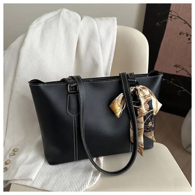 Tan Silk Scarf Shoulder Tote Bag Large Capacity — feature 17