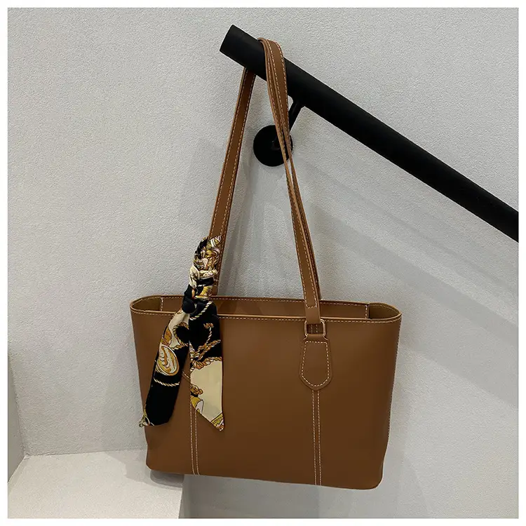Tan Silk Scarf Shoulder Tote Bag Large Capacity — feature 21