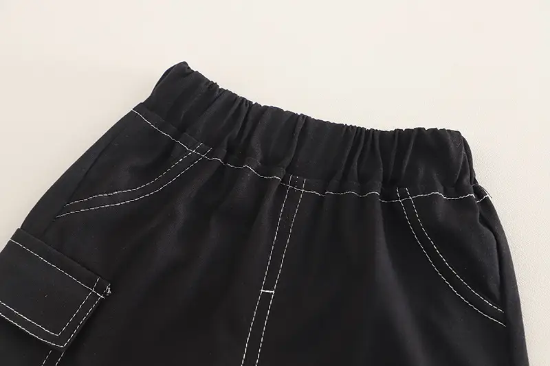 Boys Printed Cotton Shorts Set Summer Casual Brown Black — feature 15
