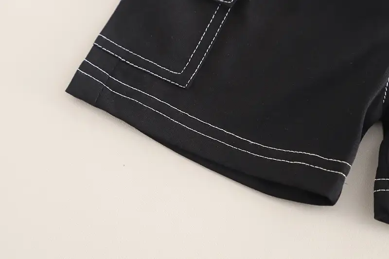 Boys Printed Cotton Shorts Set Summer Casual Brown Black — feature 17