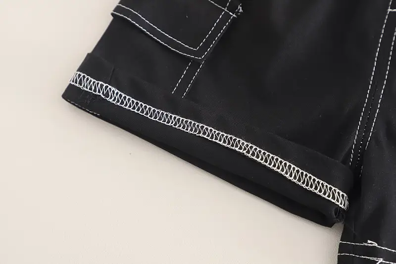 Boys Printed Cotton Shorts Set Summer Casual Brown Black — feature 18