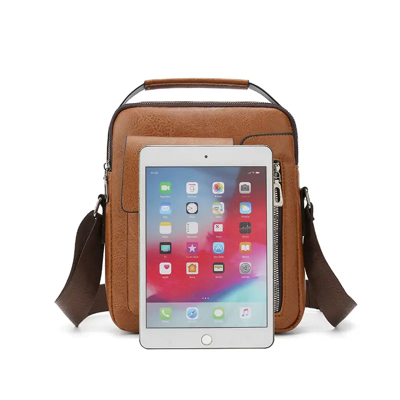 Men's Retro Leather Shoulder Crossbody Bag Black