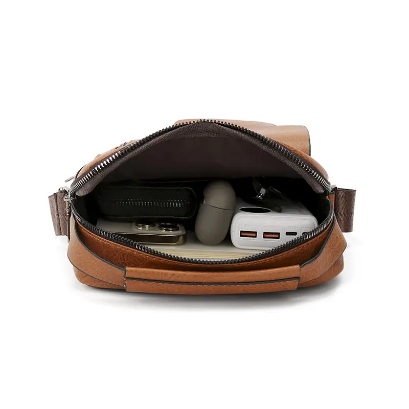 Men's Retro Leather Shoulder Crossbody Bag Black