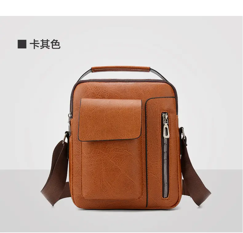 Men's Retro Leather Shoulder Crossbody Bag Black — feature 17