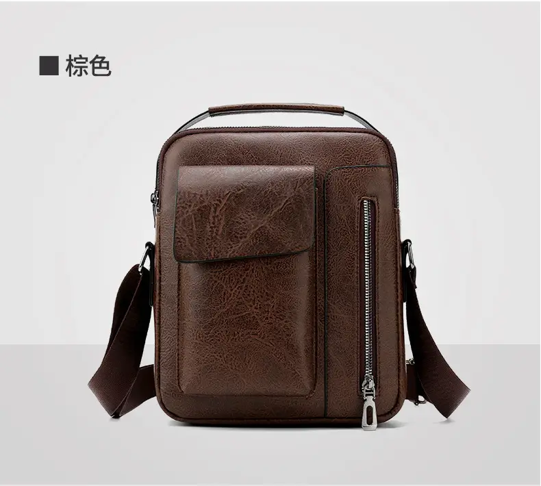 Men's Retro Leather Shoulder Crossbody Bag Black — feature 18