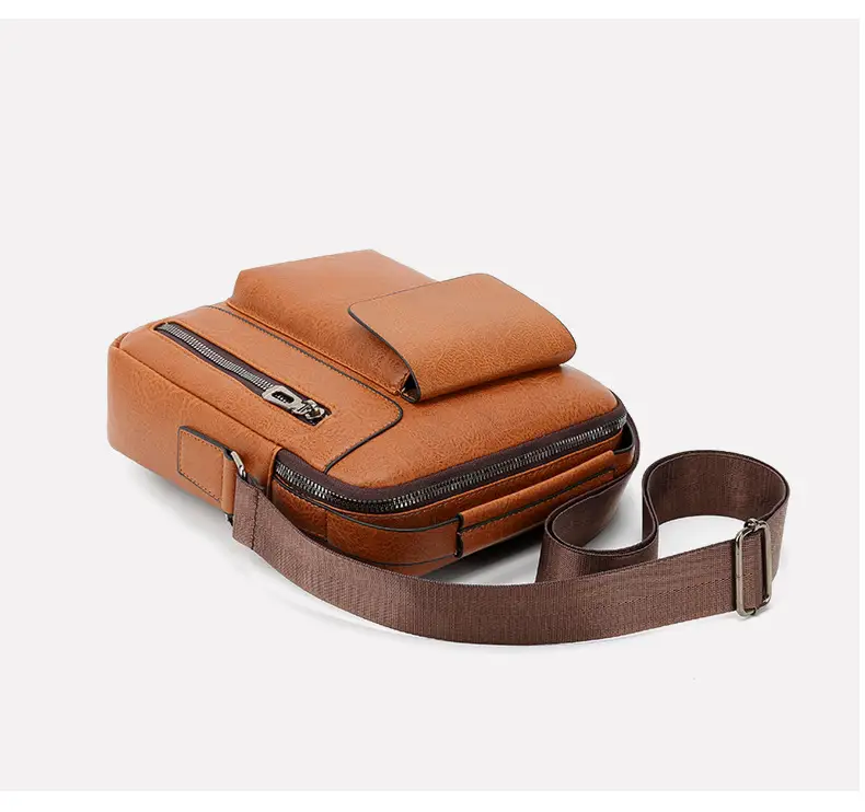 Men's Retro Leather Shoulder Crossbody Bag Black — feature 24