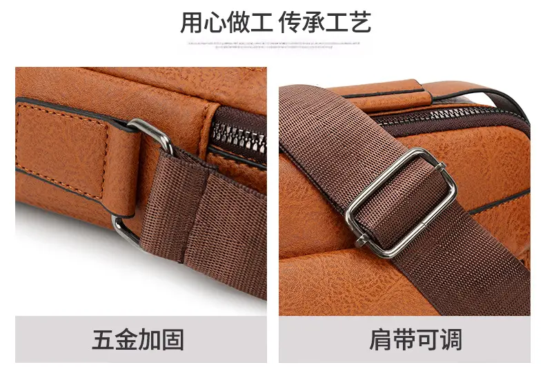 Men's Retro Leather Shoulder Crossbody Bag Black — feature 27