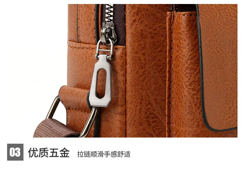 Men's Retro Leather Shoulder Crossbody Bag Black — feature 29