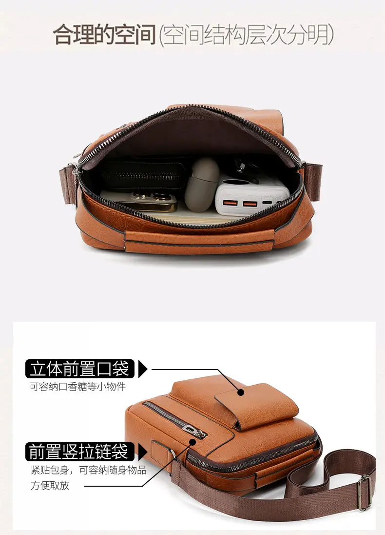 Men's Retro Leather Shoulder Crossbody Bag Black — feature 4