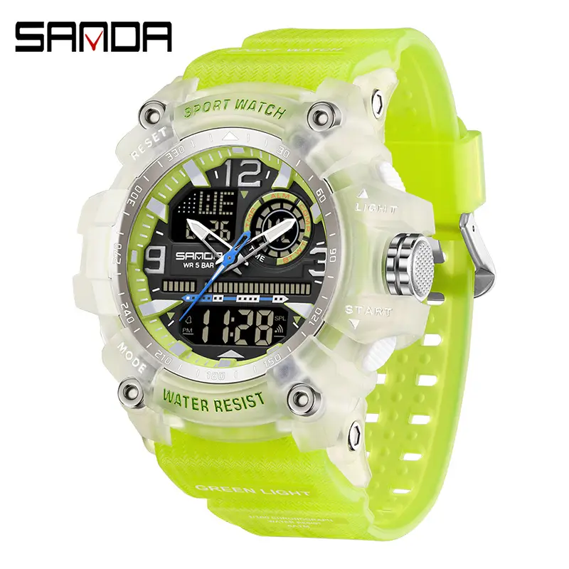 Sanda Men's Water Resistant Multifunctional Watch Orange Strap - Image 10