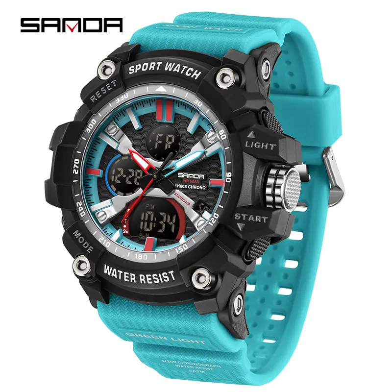 Sanda Men's Water Resistant Multifunctional Watch Orange Strap - Image 14