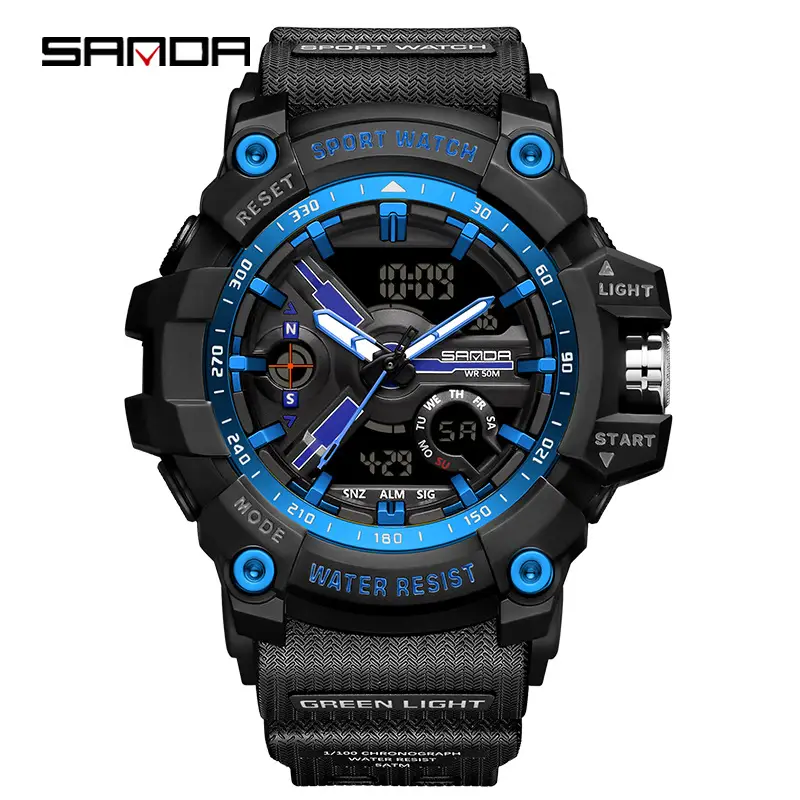 Sanda Men's Water Resistant Multifunctional Watch Orange Strap - Image 20