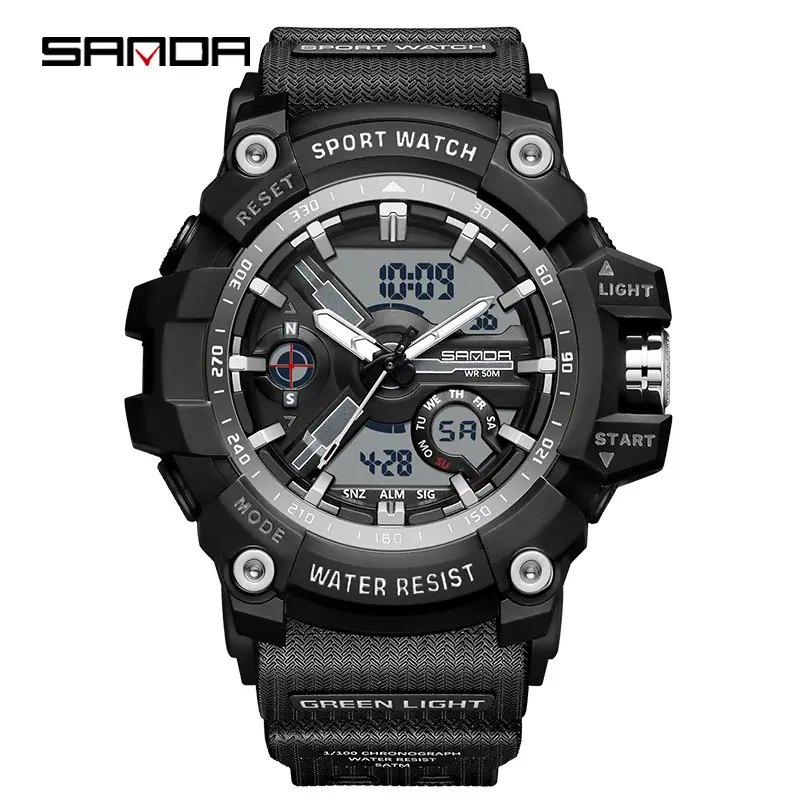 Sanda Men's Water Resistant Multifunctional Watch Orange Strap - Image 23