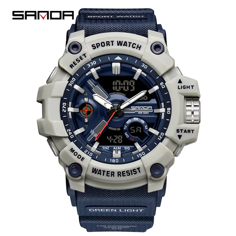 Sanda Men's Water Resistant Multifunctional Watch Orange Strap - Image 25