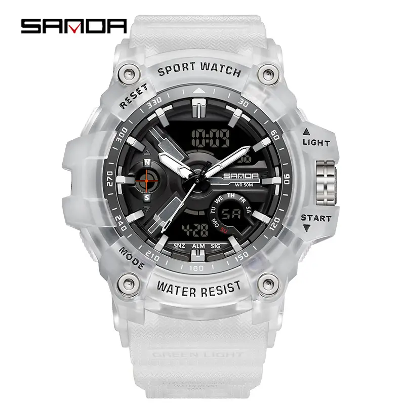 Sanda Men's Water Resistant Multifunctional Watch Orange Strap - Image 26