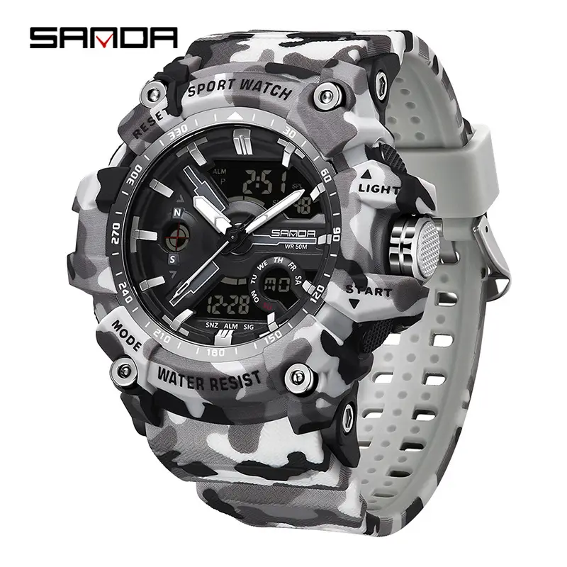 Sanda Men's Water Resistant Multifunctional Watch Orange Strap - Image 32