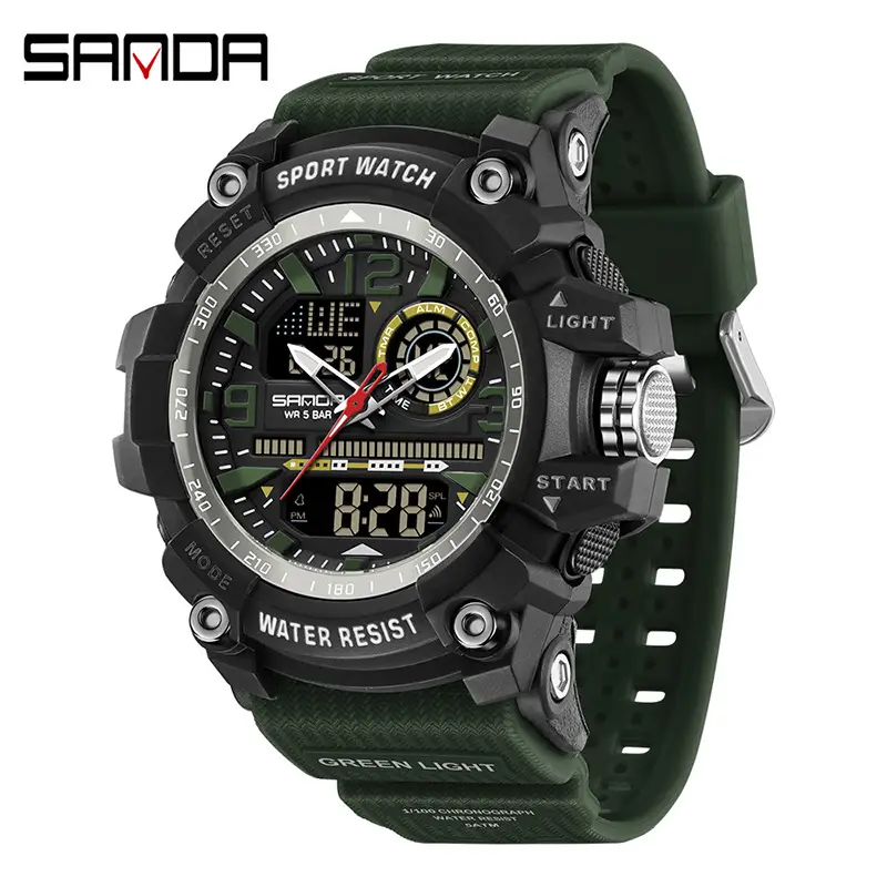 Sanda Men's Water Resistant Multifunctional Watch Orange Strap - Image 5