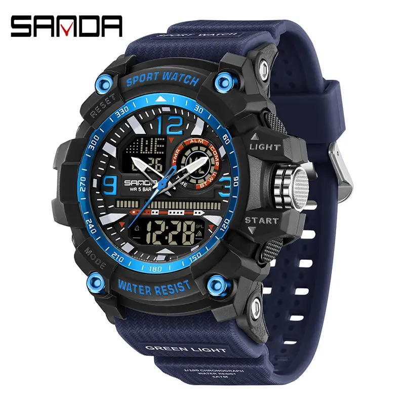 Sanda Men's Water Resistant Multifunctional Watch Orange Strap - Image 8