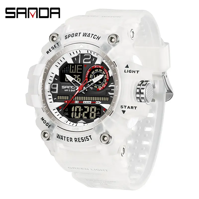 Sanda Men's Water Resistant Multifunctional Watch Orange Strap - Image 9