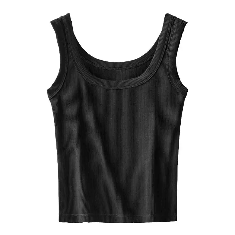 Pure Cotton Ribbed Women's Tank Top Wholesale, Suitable for Layering or Outerwear, Camisole Base Shirt, Women's Underwear, Summer Breathable Integrated Design