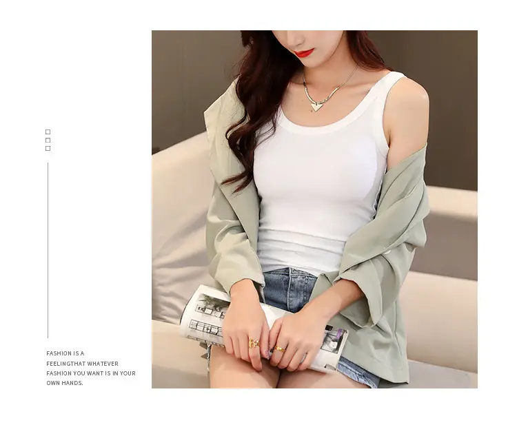 Pure Cotton Ribbed Women's Tank Top Wholesale, Suitable for Layering or Outerwear, Camisole Base Shirt, Women's Underwear, Summer Breathable Integrated Design — feature 12