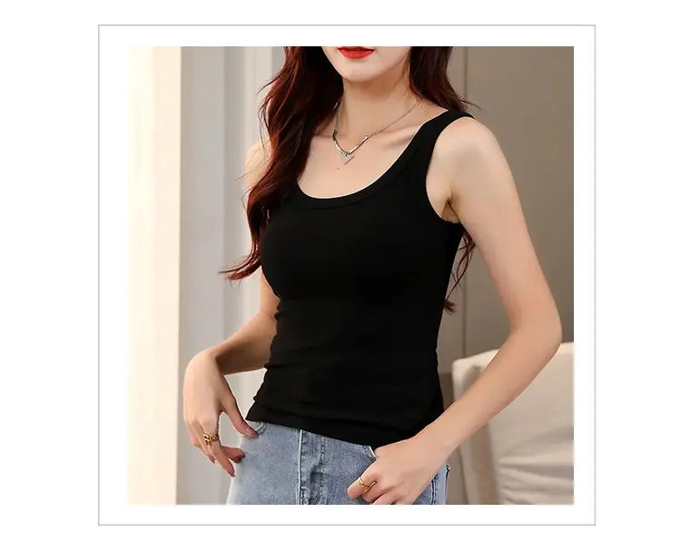 Pure Cotton Ribbed Women's Tank Top Wholesale, Suitable for Layering or Outerwear, Camisole Base Shirt, Women's Underwear, Summer Breathable Integrated Design — feature 14