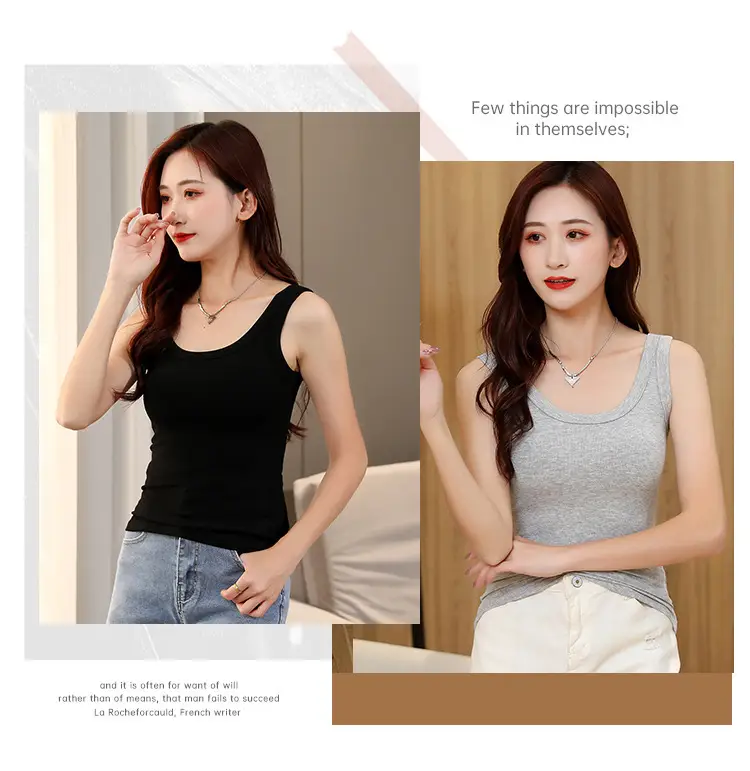 Pure Cotton Ribbed Women's Tank Top Wholesale, Suitable for Layering or Outerwear, Camisole Base Shirt, Women's Underwear, Summer Breathable Integrated Design — feature 3