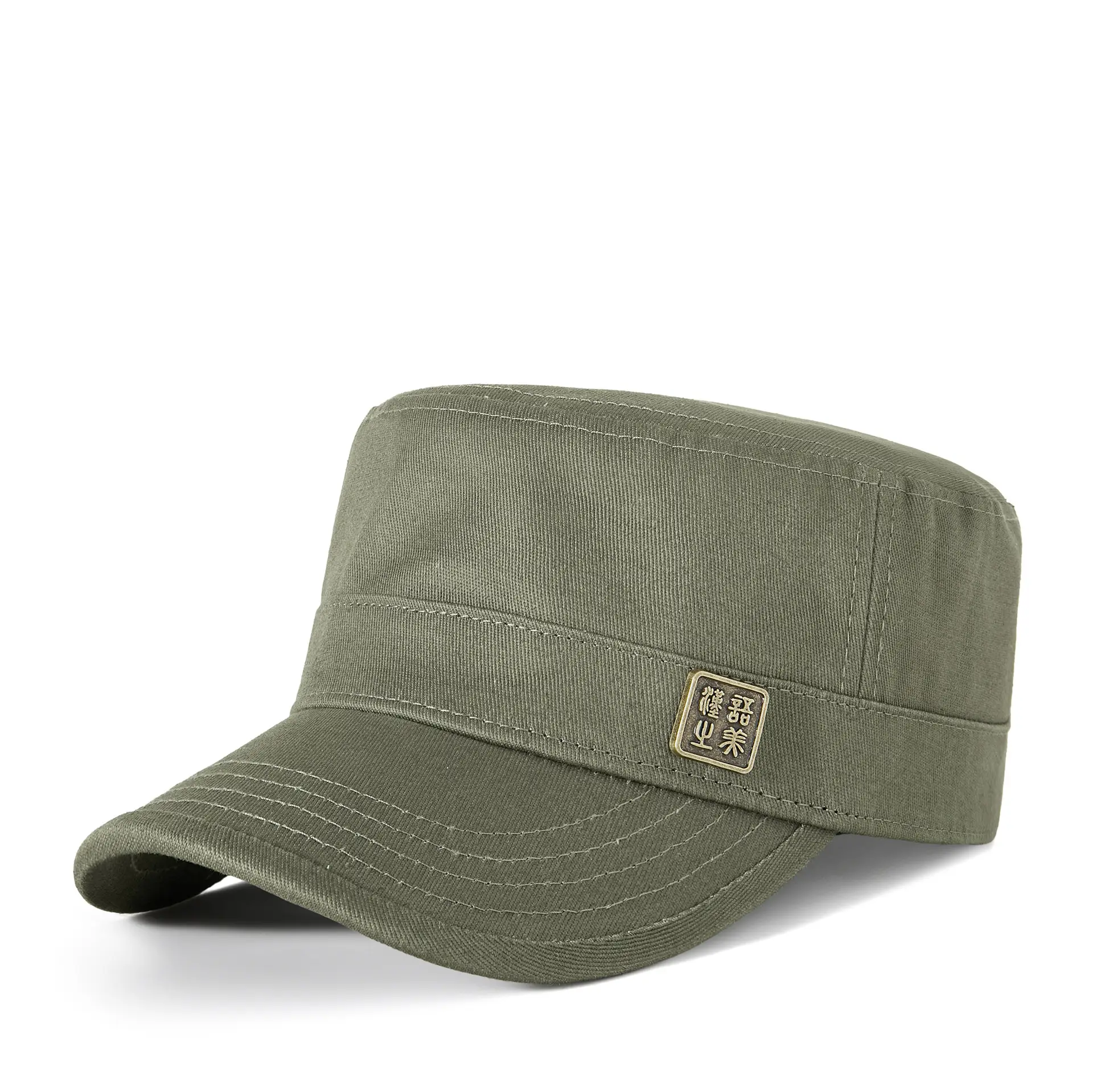 Men's Olive Green Flat Cap Sunshade Hat - Image 5