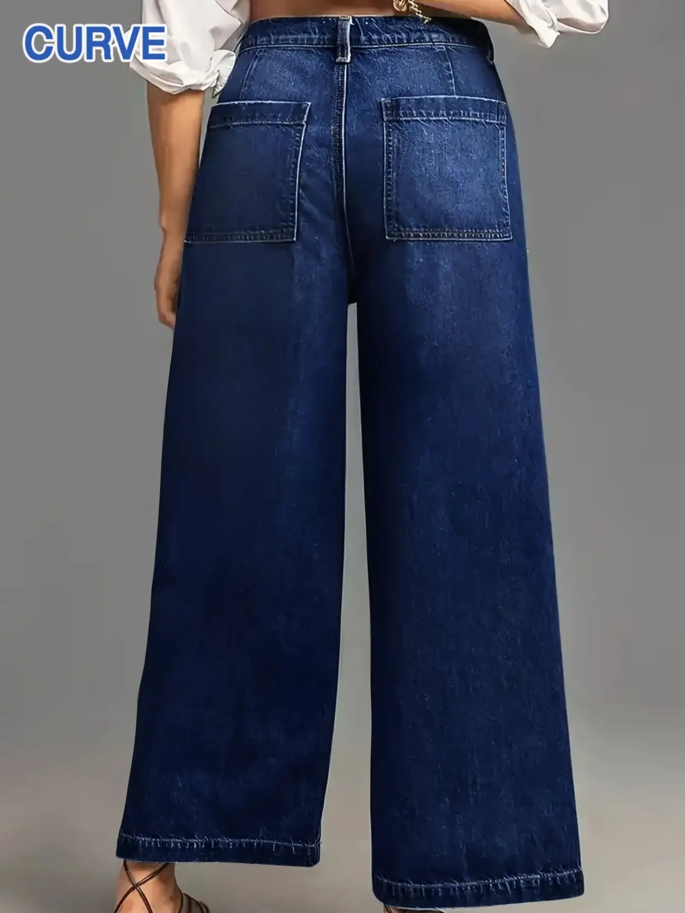 Dark Blue Wide Leg Culottes Jeans for Women New Spring — feature 10