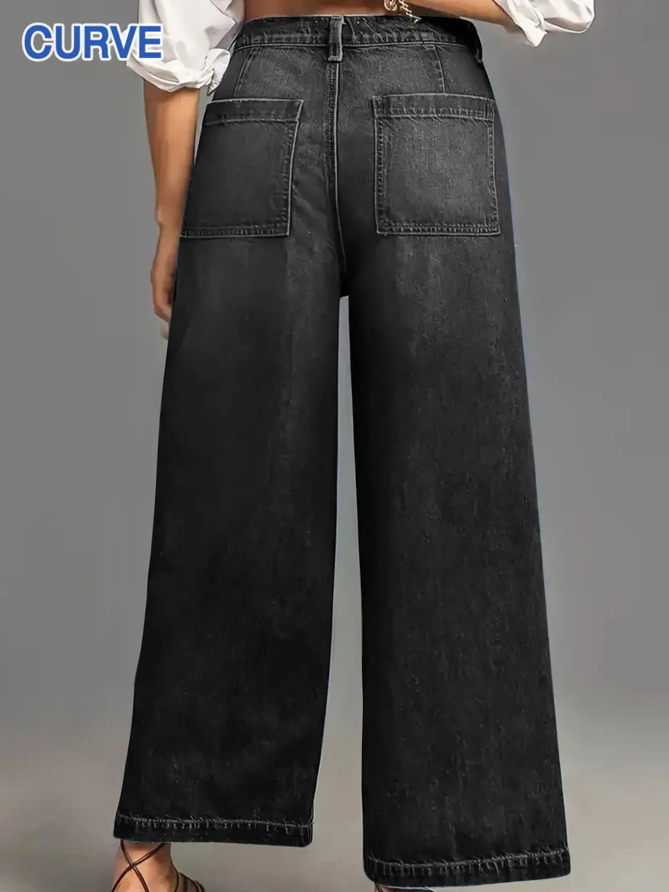 Dark Blue Wide Leg Culottes Jeans for Women New Spring — feature 14