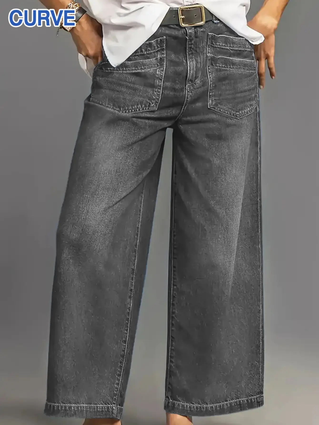 Dark Blue Wide Leg Culottes Jeans for Women New Spring