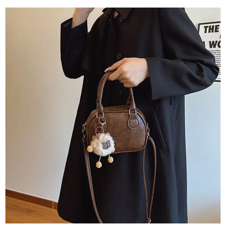 Brown Shell Handbag with Keychain for Women — feature 11