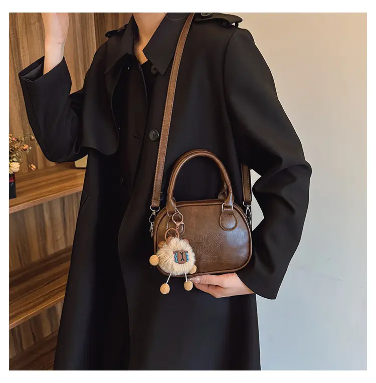 Brown Shell Handbag with Keychain for Women — feature 12