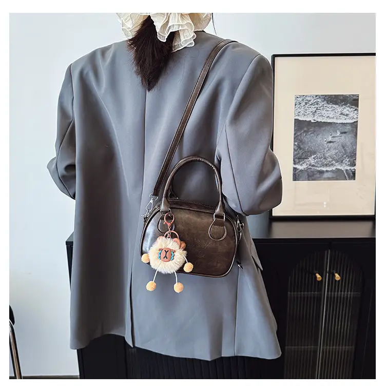 Brown Shell Handbag with Keychain for Women — feature 14