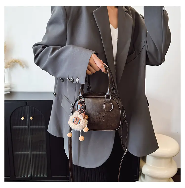 Brown Shell Handbag with Keychain for Women — feature 15