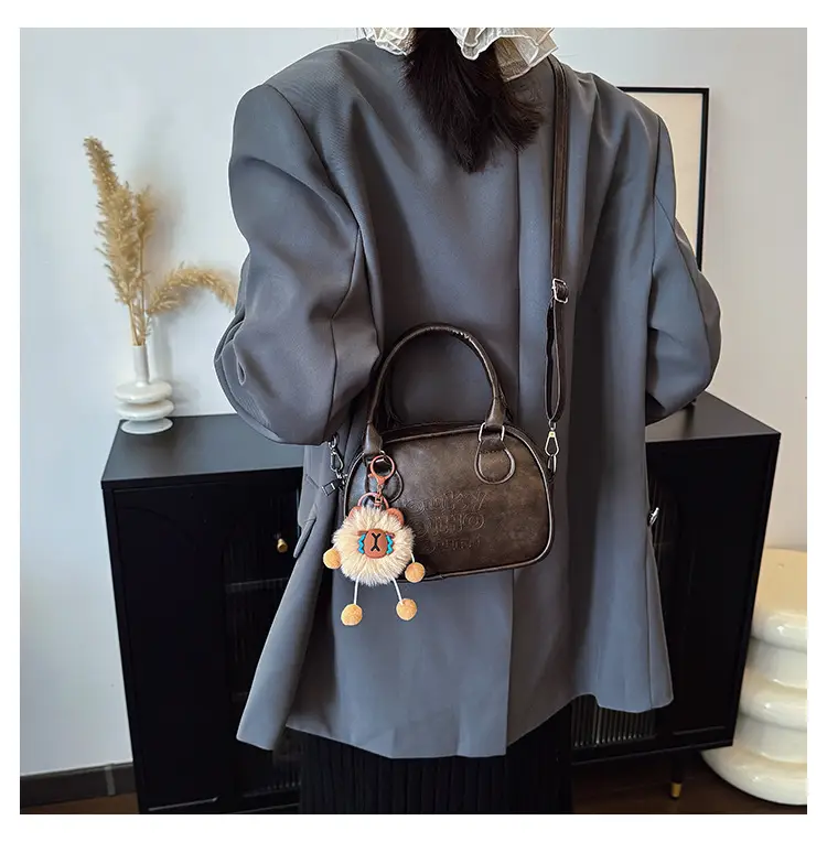 Brown Shell Handbag with Keychain for Women — feature 16