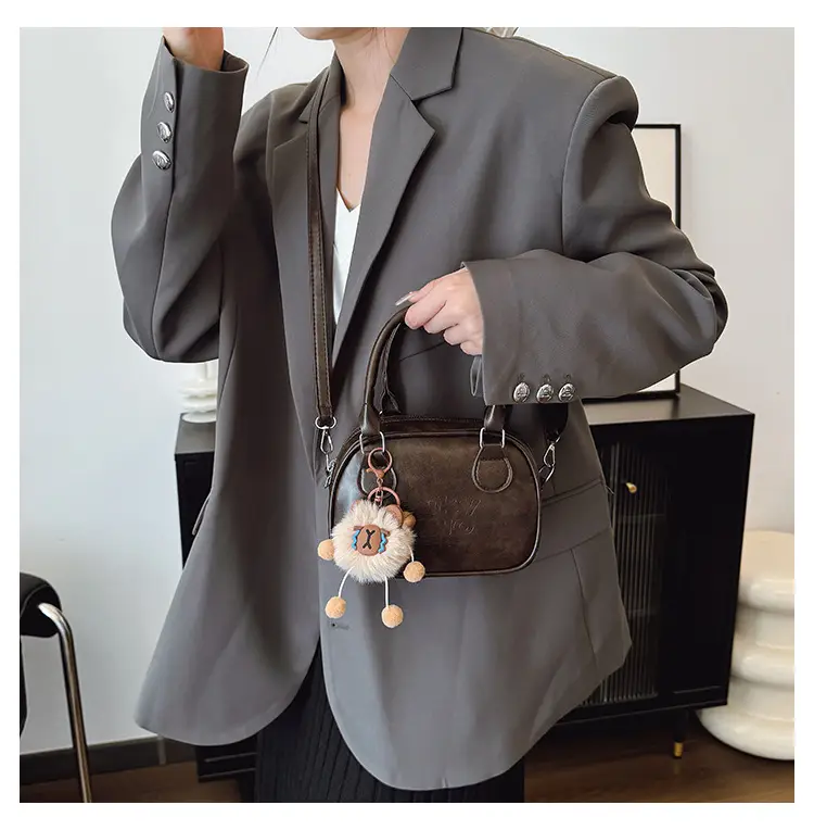 Brown Shell Handbag with Keychain for Women — feature 17