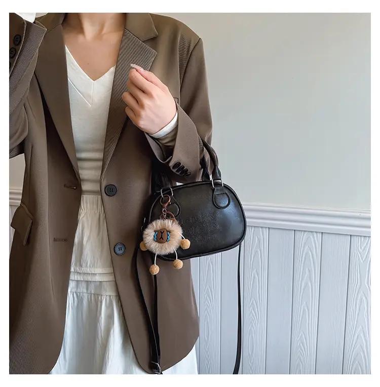 Brown Shell Handbag with Keychain for Women — feature 21