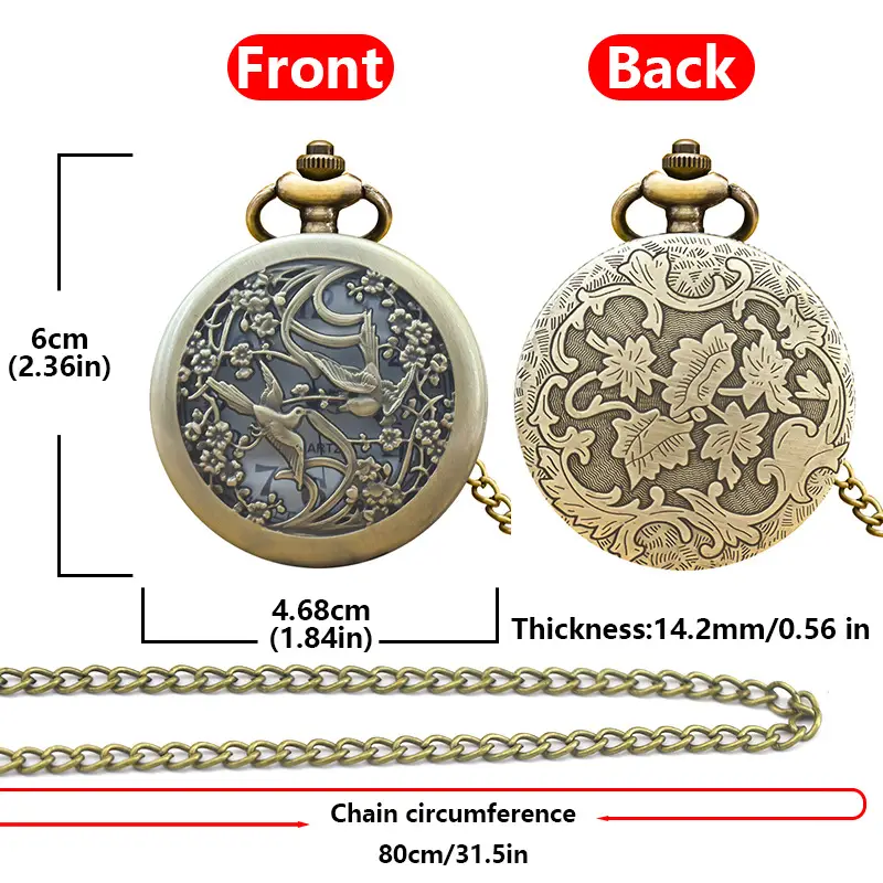 Vintage Phoenix Bronze Pocket Watch Hanging Watch — feature 4