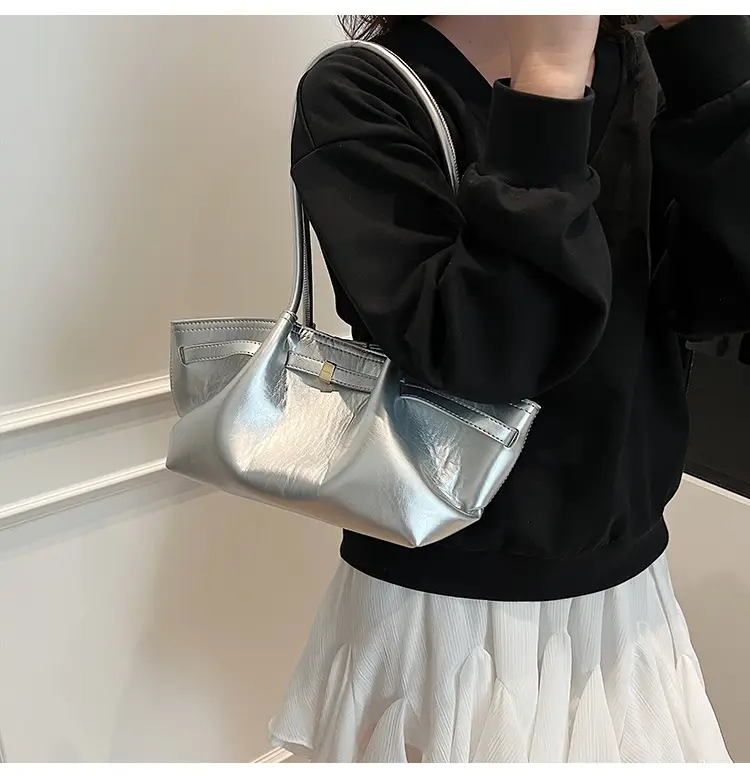Silver Pleated Shoulder Bag for Women 2026 — feature 35