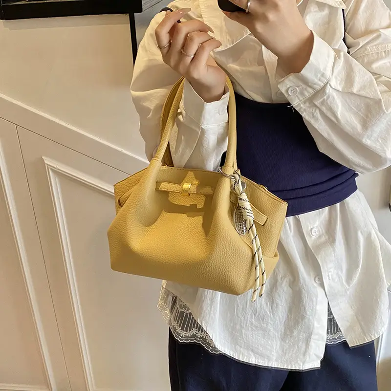 Women's Cream Pleated Crossbody Tote Bag 2025 - Image 4