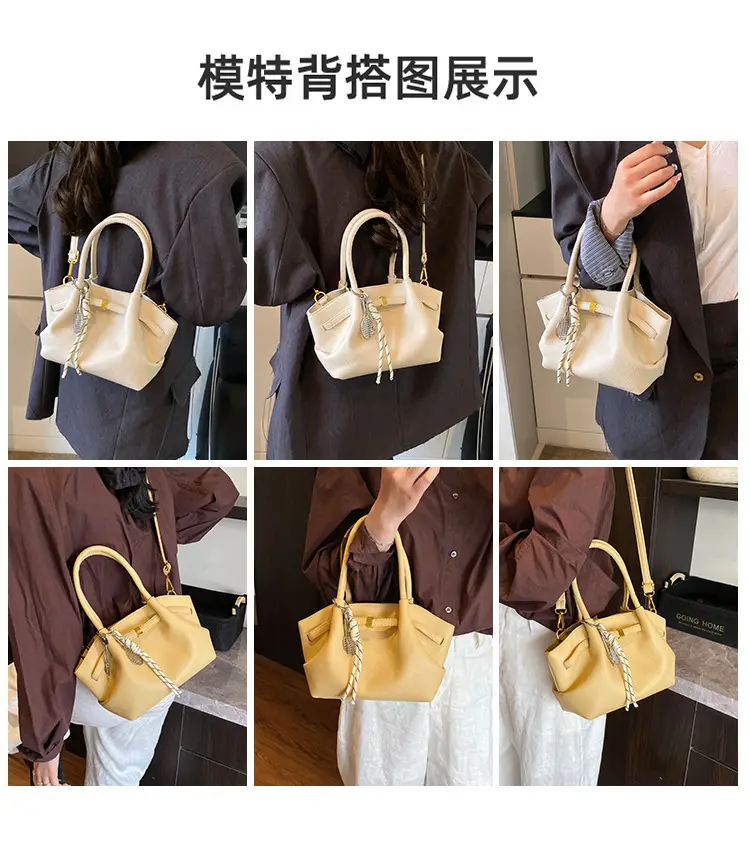 Women's Cream Pleated Crossbody Tote Bag 2025 — feature 3