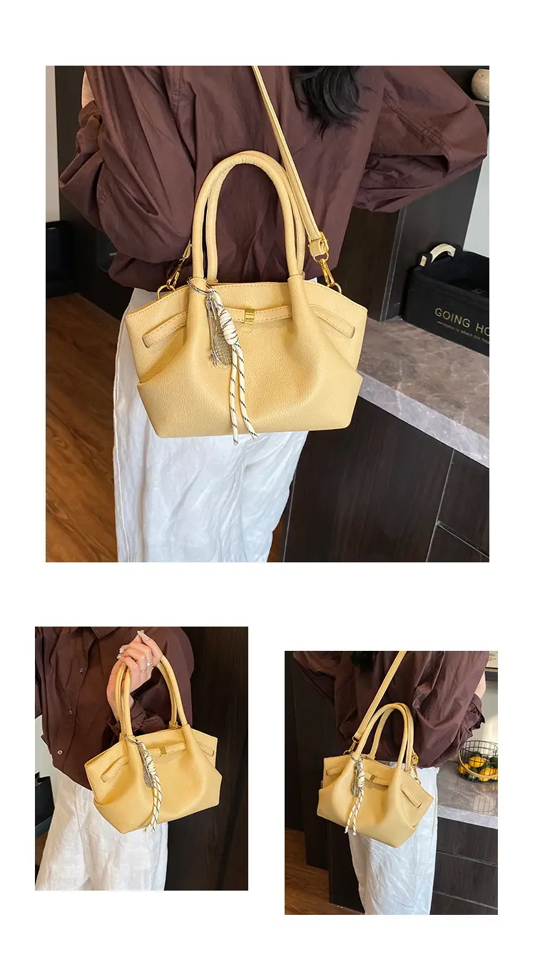 Women's Cream Pleated Crossbody Tote Bag 2025 — feature 4