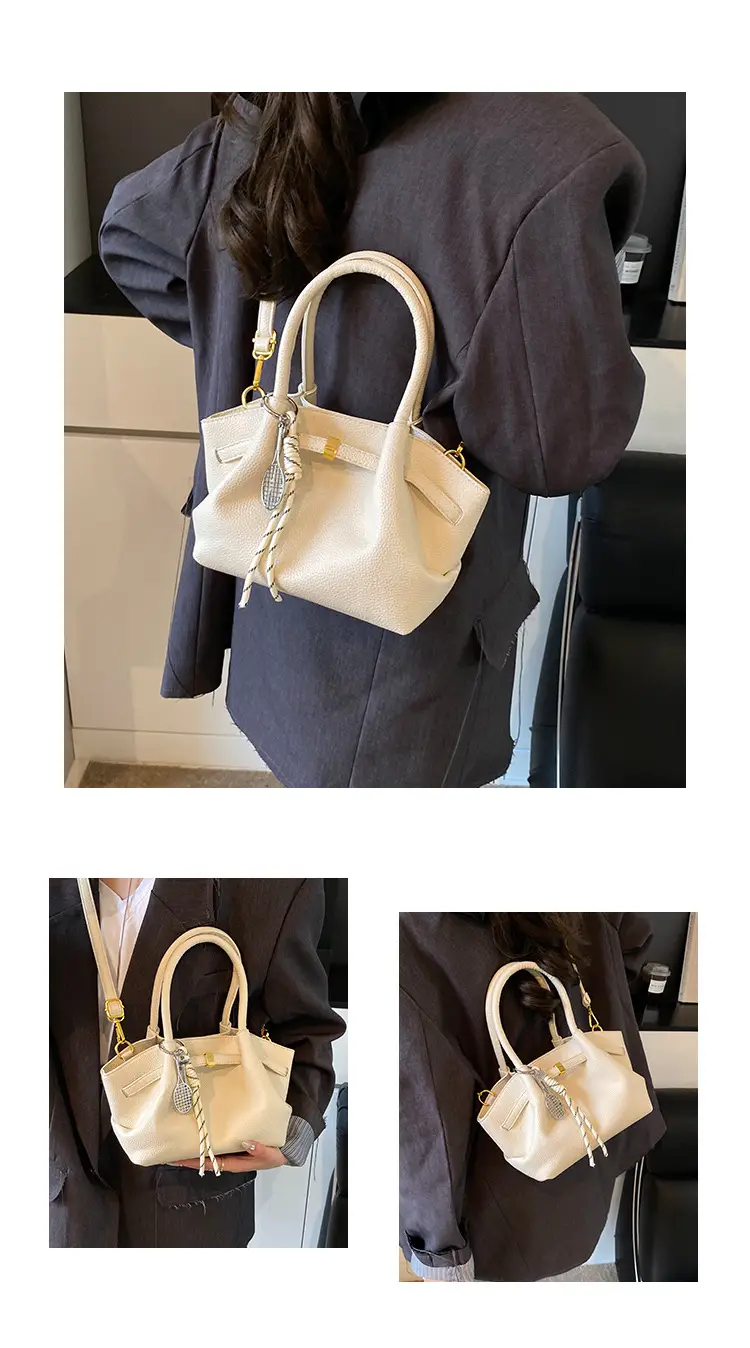Women's Cream Pleated Crossbody Tote Bag 2025 — feature 5
