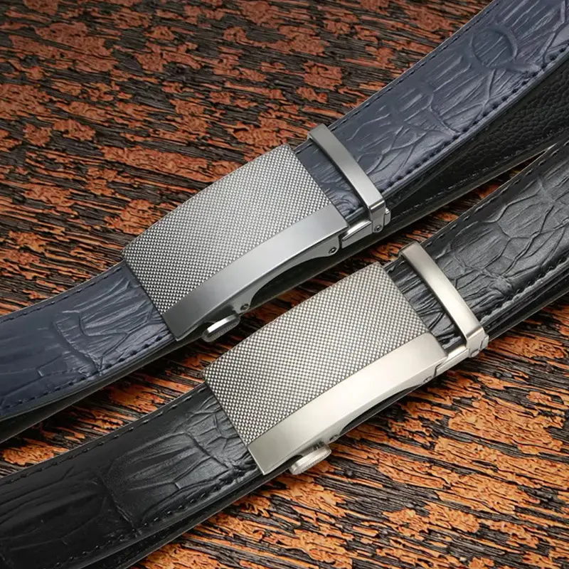 Men's Brown Crocodile Belt with Silver Buckle - Image 17