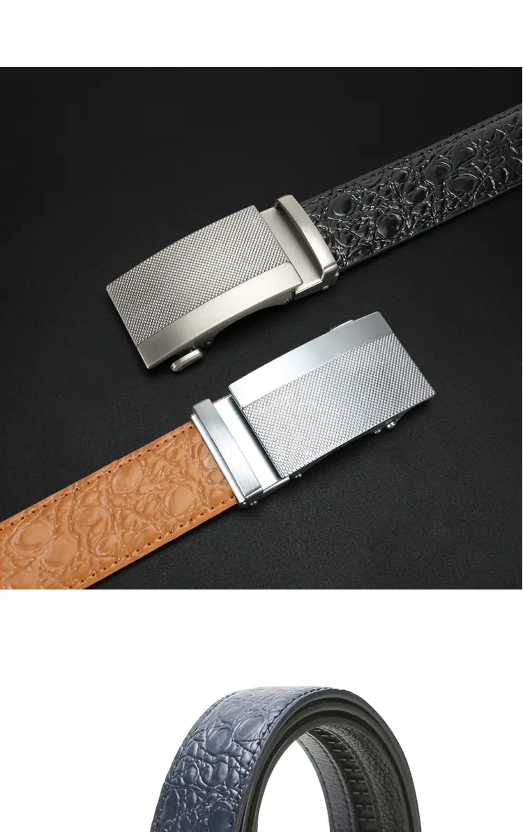 Men's Brown Crocodile Belt with Silver Buckle — feature 12