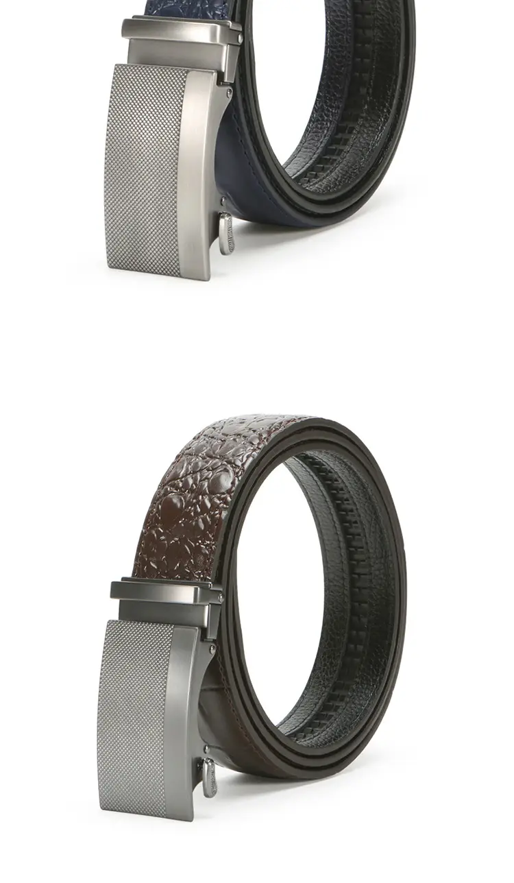 Men's Brown Crocodile Belt with Silver Buckle — feature 13