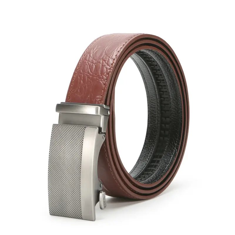 Men's Brown Crocodile Belt with Silver Buckle - Image 10