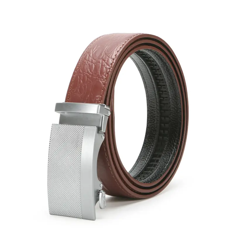 Men's Brown Crocodile Belt with Silver Buckle - Image 11