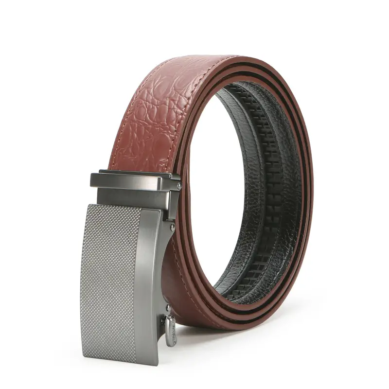 Men's Brown Crocodile Belt with Silver Buckle - Image 12